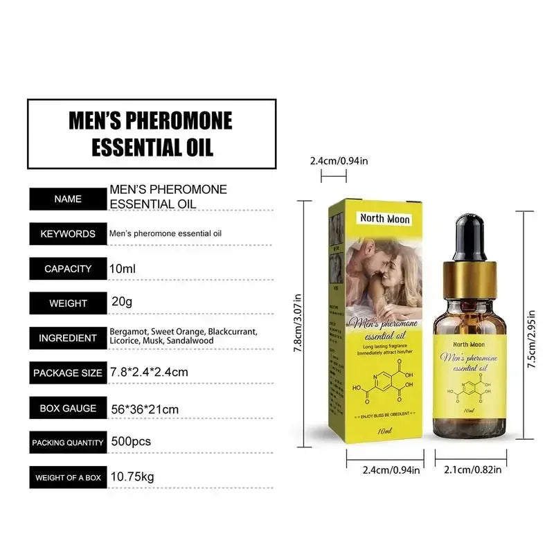 10ml Men's Pheromone Essential Oil Long Lasting Natural Refreshing Body Essence Fragrance Attracts Women Into Fragrances New